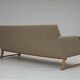 1970s, 3-seater Danish sofa, original beige furniture wool, solid oak wood.