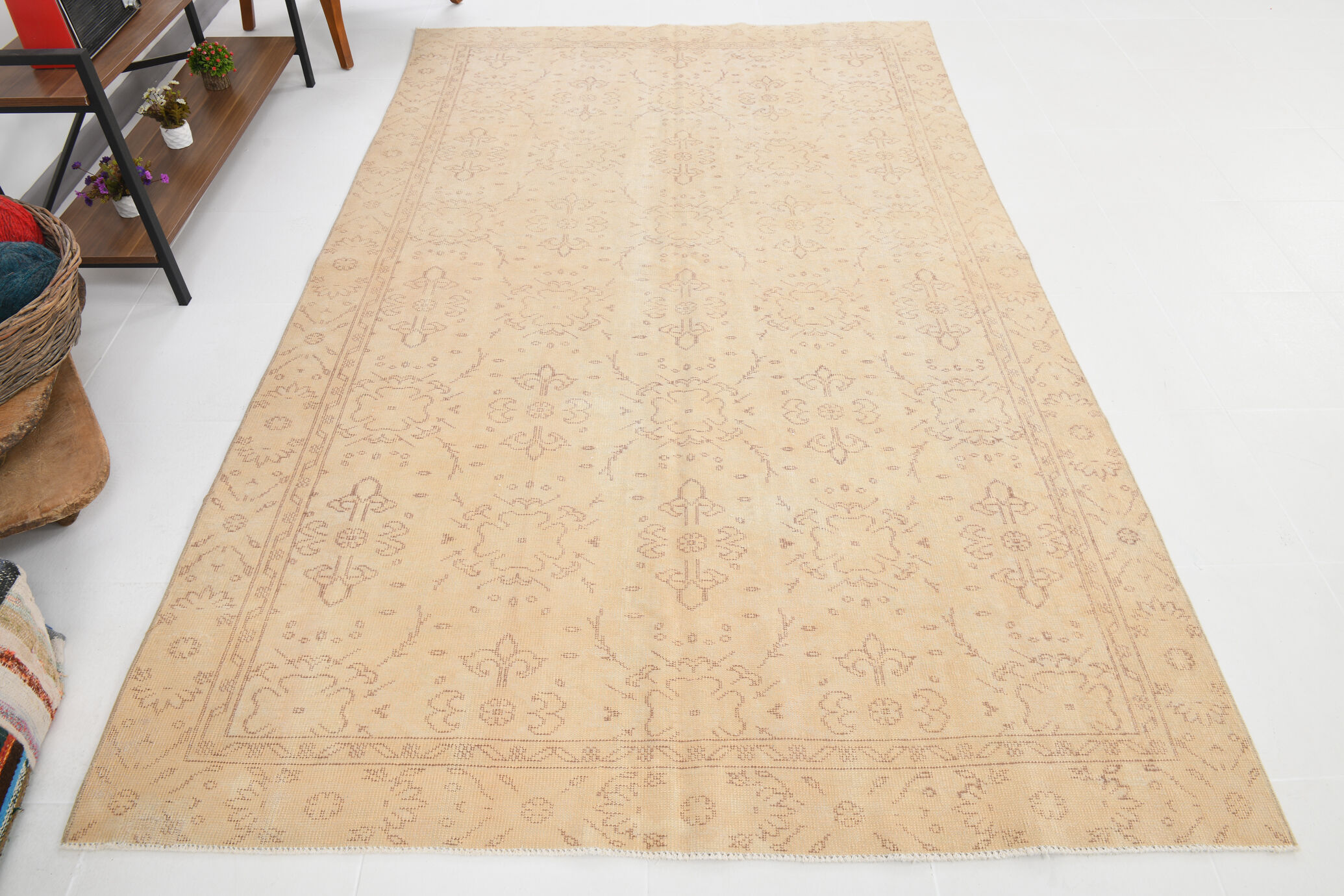6x9 Beige & Brown Handmade Turkish Rug 285x178Cm