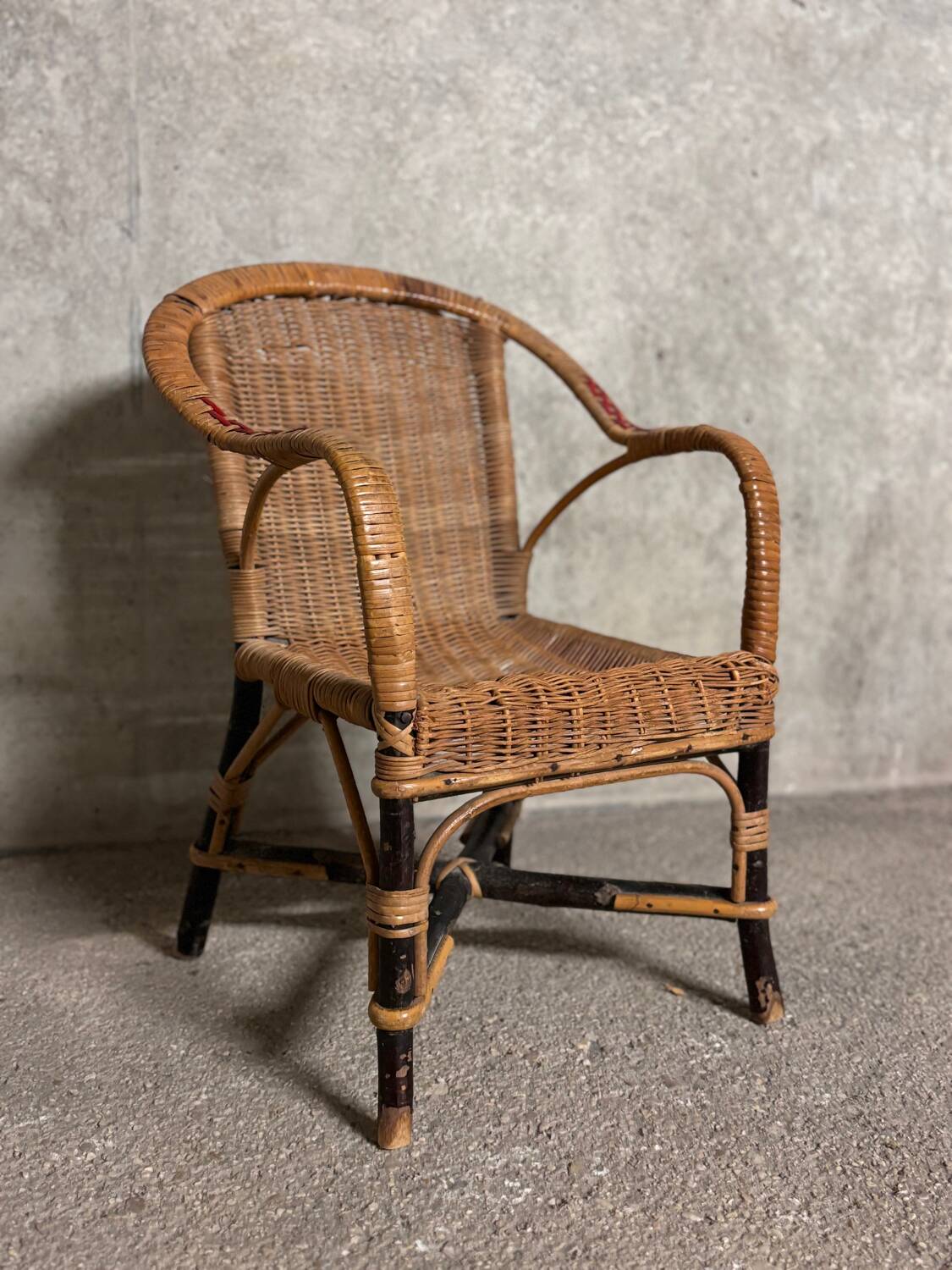 Fauteuil enfant en rotin/osier années 60