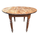 Table ronde ancienne de ferme, meuble vintage modulable