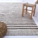 Tapis vintage à rayures marron et blanc 8x10, 265x300 cm SK 240422