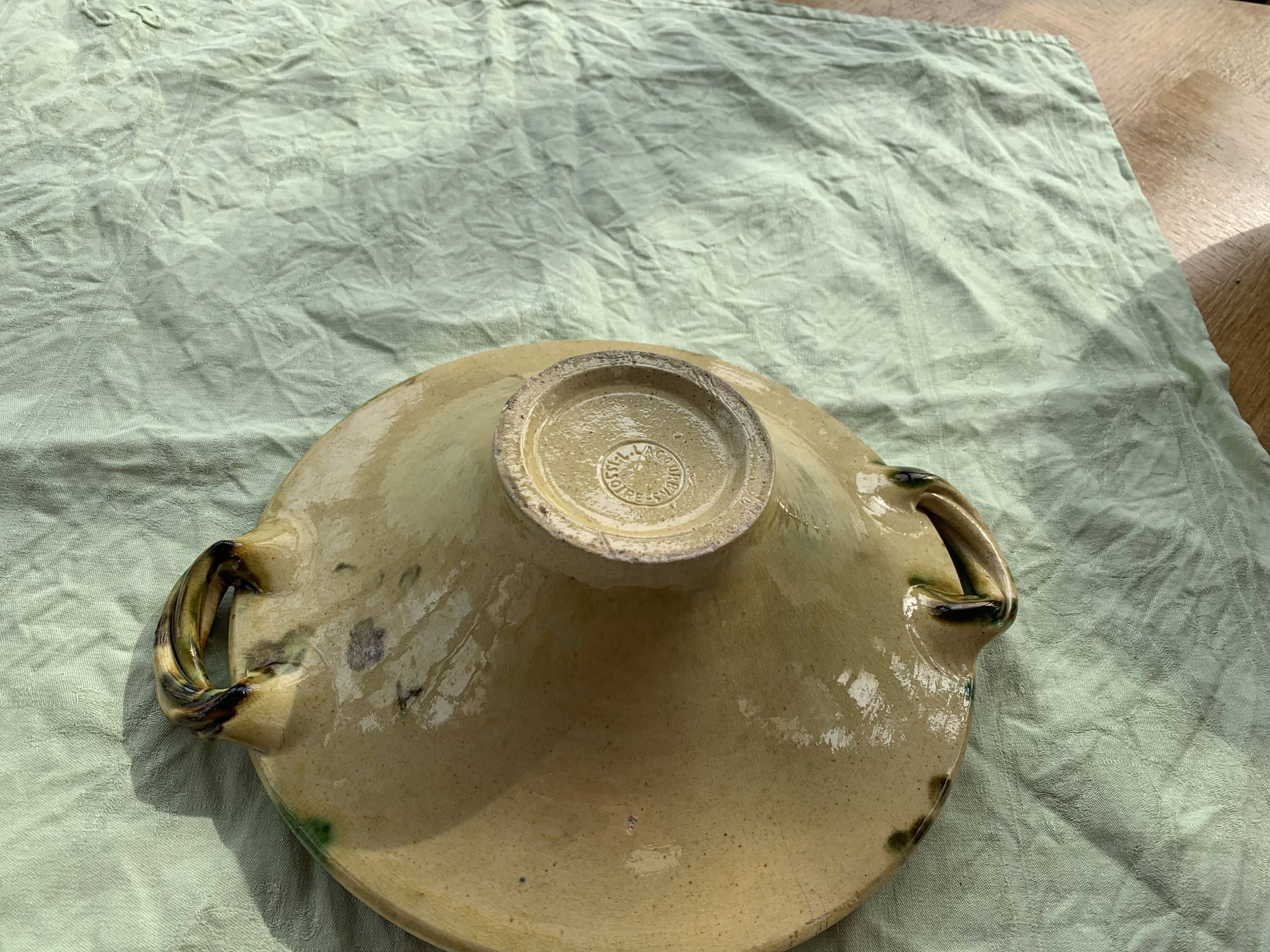 Cup and two baskets glazed sandstone pottery lacourbas with old issoire