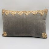 Rectangular cushion, cover and insert. Grey, Champagne. Layla model.