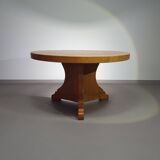 Table à manger brutaliste en chêne blond 1970