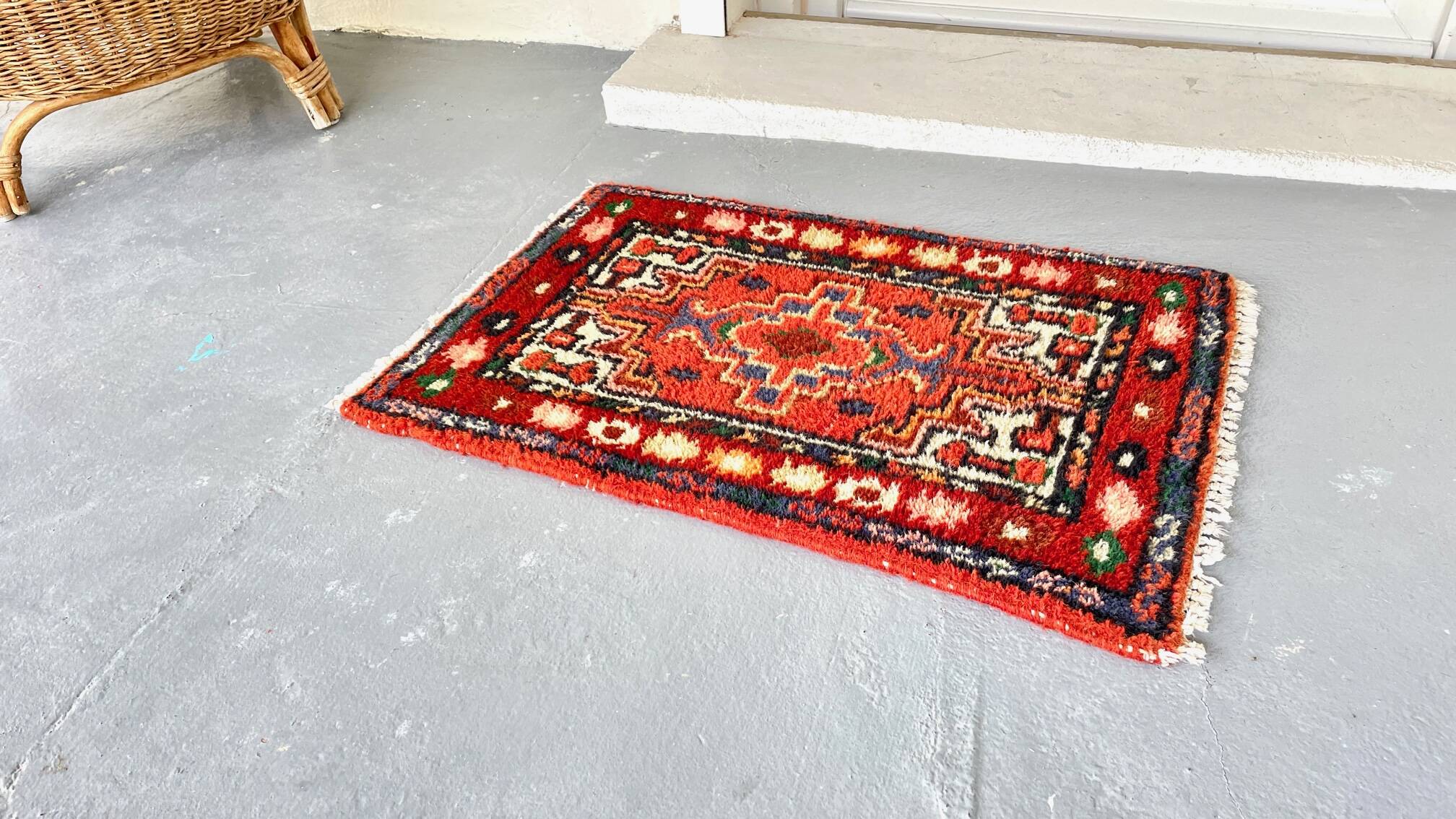 tapis velouré oriental vintage - 40cm x 62cm