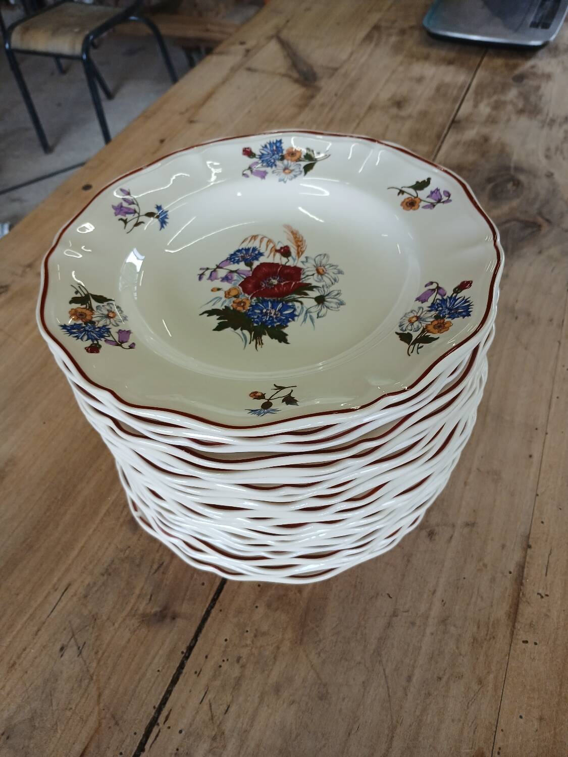 21 old Sarreguemines soup plates