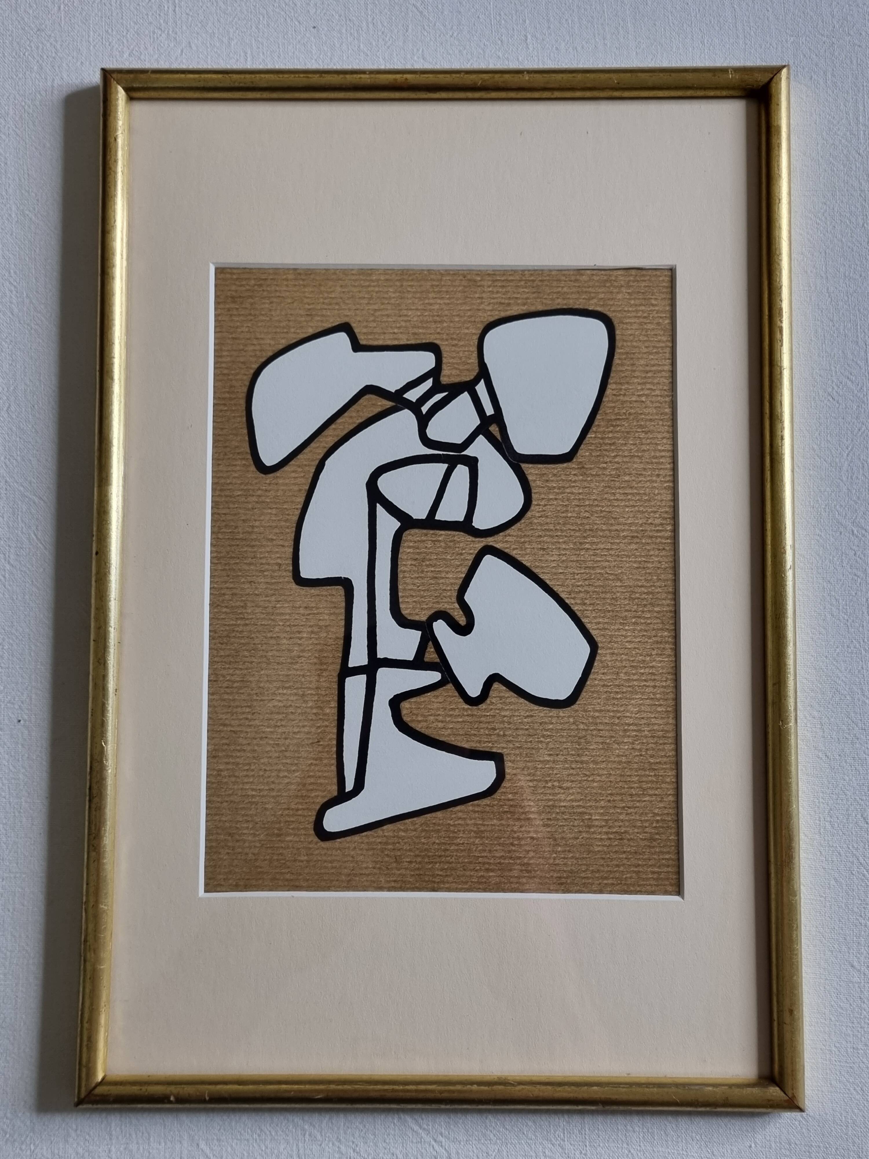 Silkscreen print after Jean Dubuffet, framed, 1970s, 23 x 34 cm