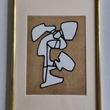 Silkscreen print after Jean Dubuffet, framed, 1970s, 23 x 34 cm