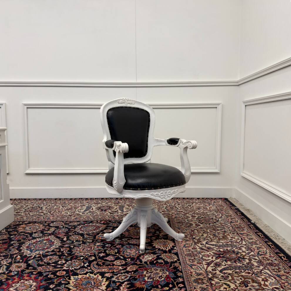 Classic English White Desk Set with Desk Chair
