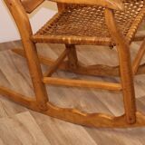 Vintage rocking chair in solid wood 1950
