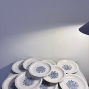 Set of 10 antique Lunéville flat plates – blue floral decoration