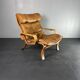 Swedish leather bentwood lounge chair by Jan Bengstsson, 1970s
