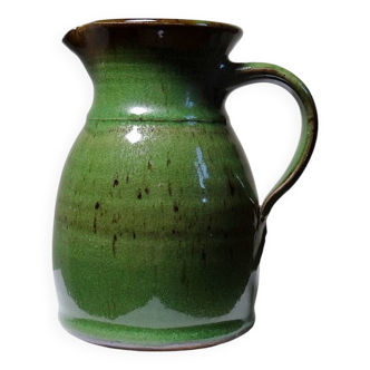 Small green pitcher enameled stoneware Sylvie Wlotkowski craftsmanship from Burgundy