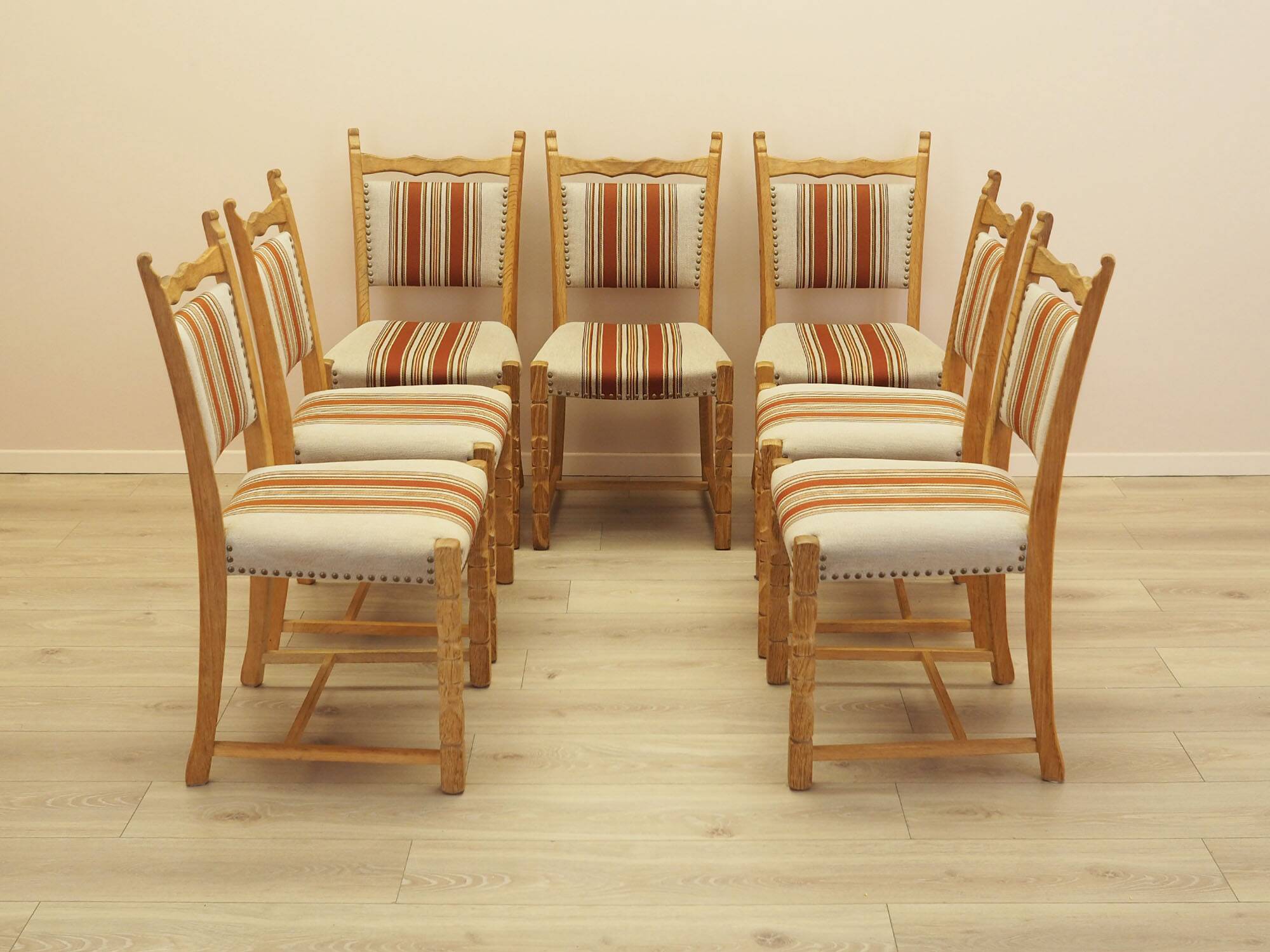 Henning Kjærnulf dining chairs, oak, Danish design, 1960s