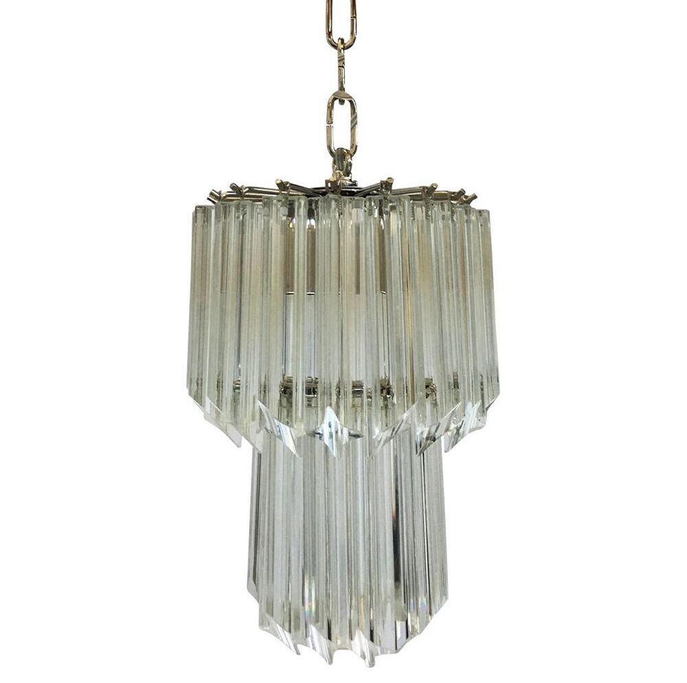 Clear quadriedro murano glass chandelier