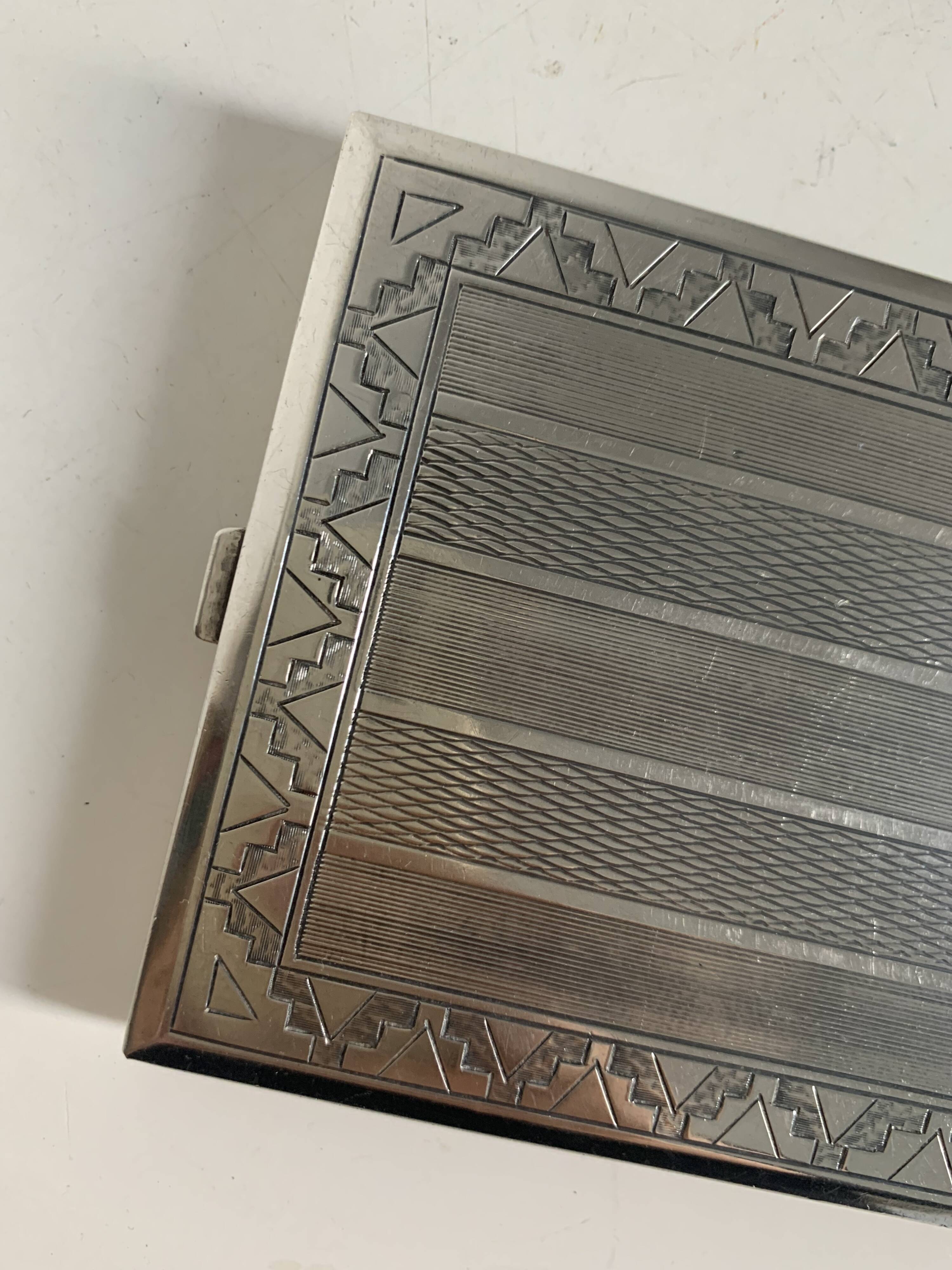 Vintage 1930 cigarette case Inca sterling silver 925 - 9.8 x 8.4 cm