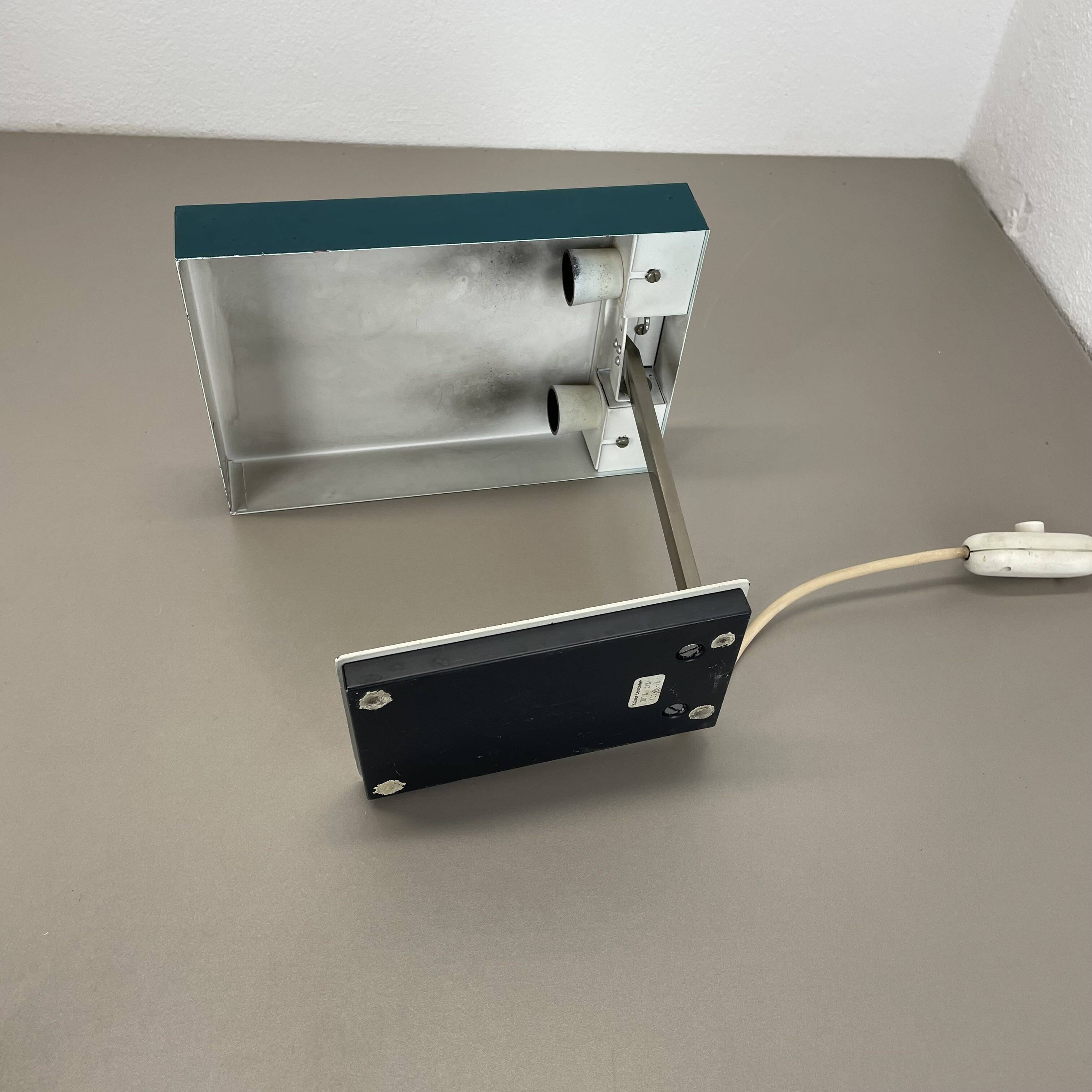 Modernist green Cubic Sputnik Table Light Kaiser Leuchten Lights, 1970s Ger