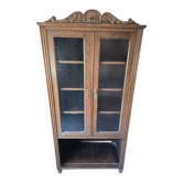 Antique display cabinet in carved oak