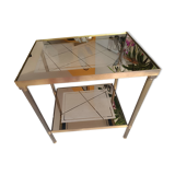 Smoked glass coffee table. 2 shelves. Metal frame. 1960s.