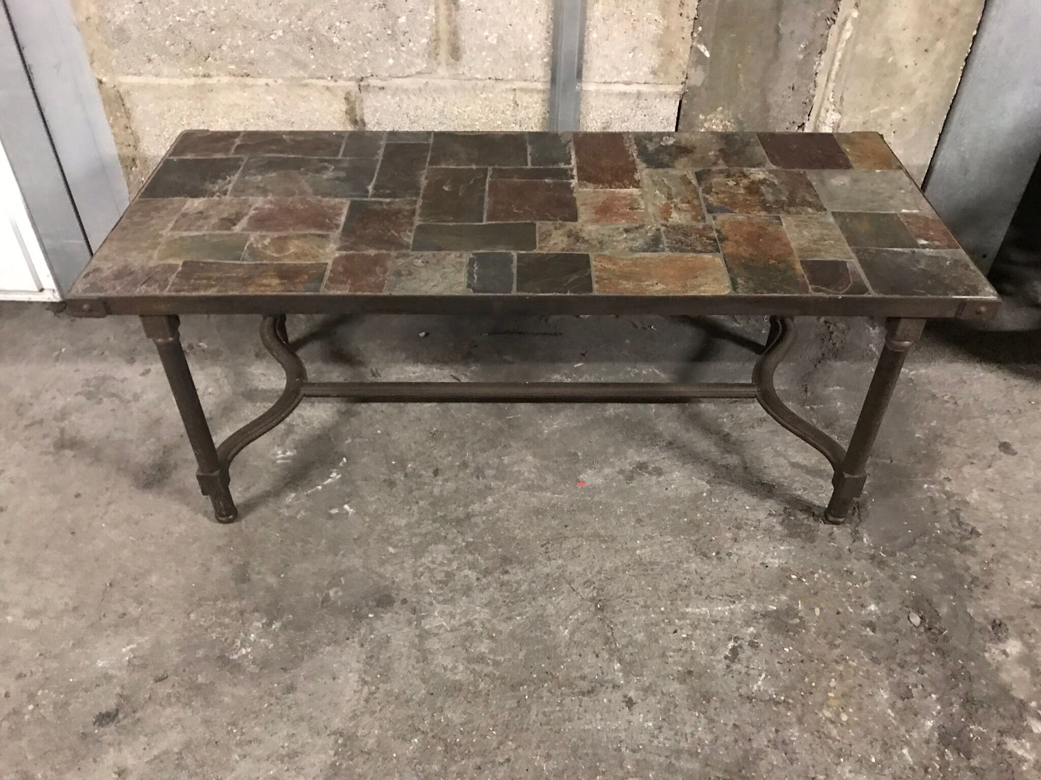 Coffee table in slate and iron 1960