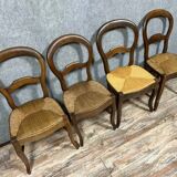Set of 4 Louis XV style chairs in walnut, 19th century