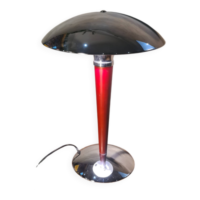 Lampe Champignon Vintage Rouge et Chrome - 47x31  Space‑Age 1970s -  Lampe