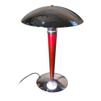 Vintage Red and Chrome Mushroom Lamp - 47x31 Space Age 1970s - Lamp