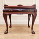 Antique walnut side table / tea table with drawer, shelves