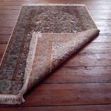 Handmade cashmere wool and silk rug 183x123cm