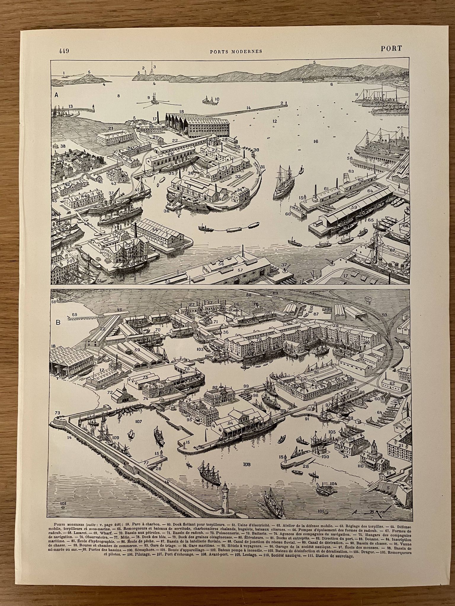 Lot de 2 lithographies sur les ports de 1897