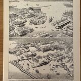 Set of 2 lithographs on the ports of 1897