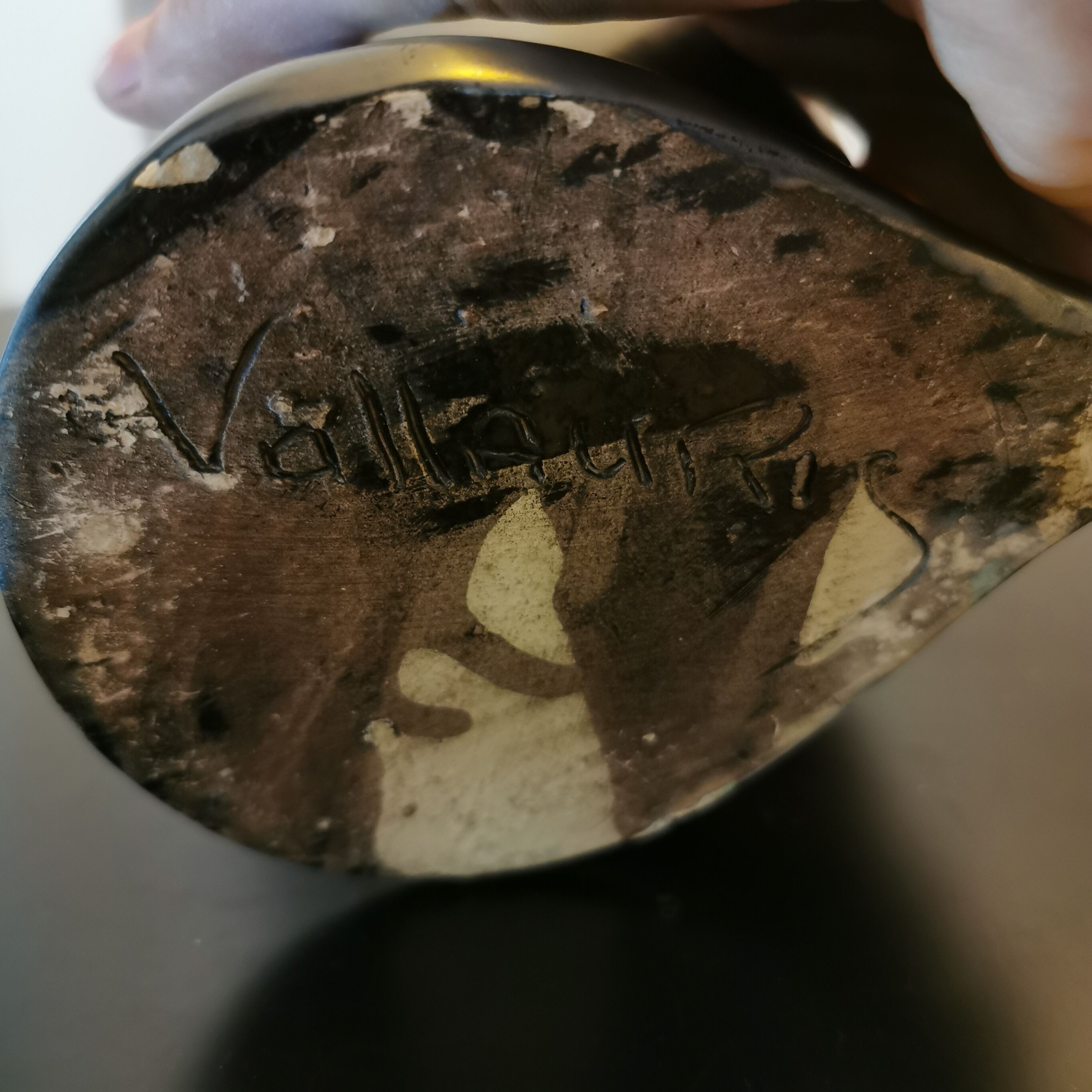 Glossy black Vallauris vase