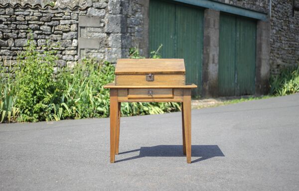 Bureau écritoire bois vintage, bureau bois vintage, secrétaire pupitre, meuble bois, décoration