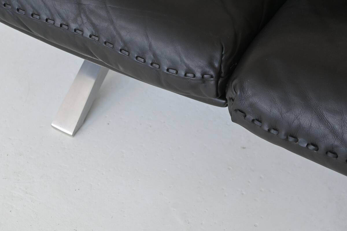 Canapé 3 places De Sede modèle DS-31 en cuir noir, Suisse 1970