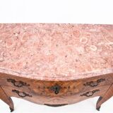 Chest of drawers with intarsia and marble top, France, circa 1880.