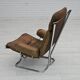 Années 1970, design norvégien par Harald Relling, état d'origine, cuir, acier chromé, bois de teck.