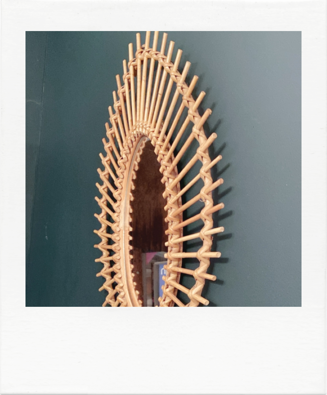 Vintage rattan sun mirror