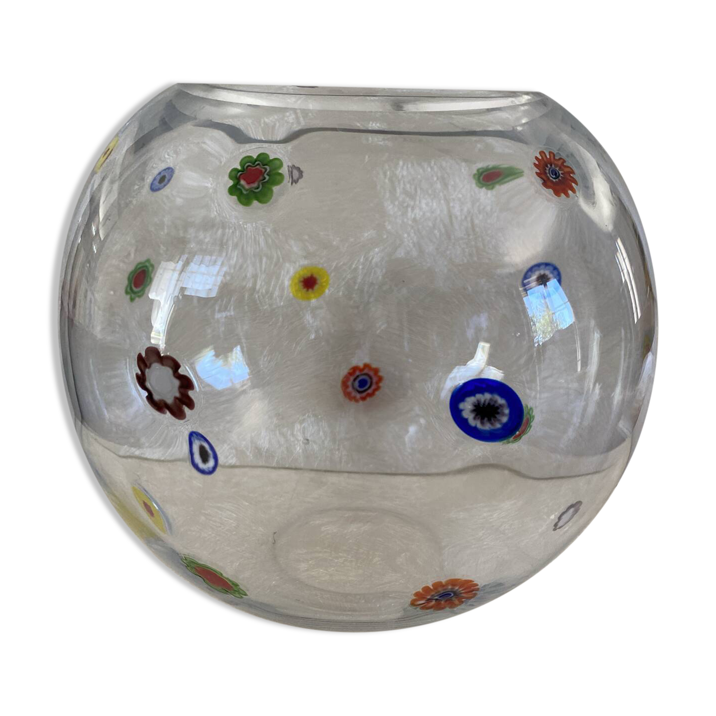 Art glass round vase, Millefiori technique (Murano style)