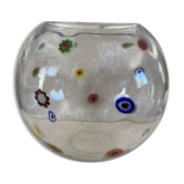 Vase boule en verre d'art, technique Millefiori (Style Murano)