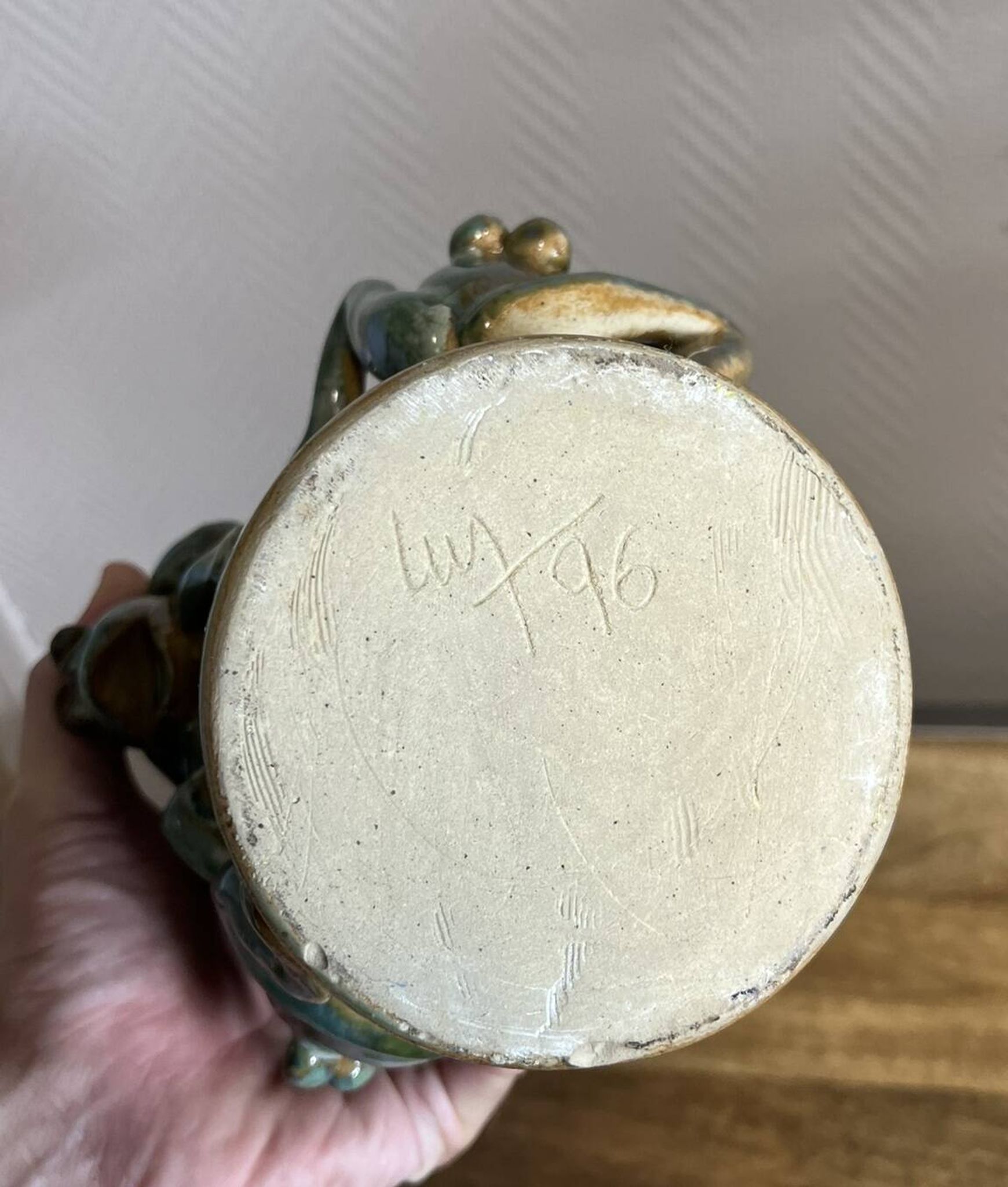 vase with frogs in relief circa 1940