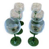 Lot de 6 Verres à Vin d'Alsace Vintage – Pied Vert Émeraude