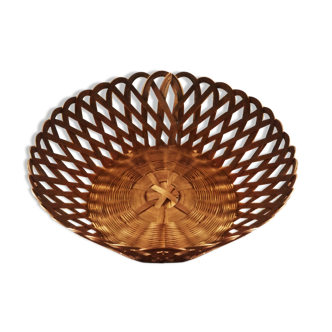 Corbeille osier tressé foncé vintage
