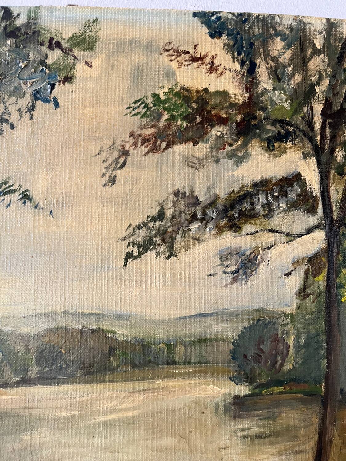 Oil on canvas "By the River", signed