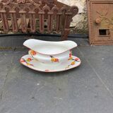 Serving dish and gravy boat in limoges porcelain, stamped b & cie limoges france