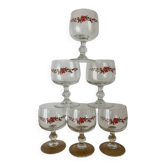 Vintage lot de 6 verres à pied Luminarc fleurs roses