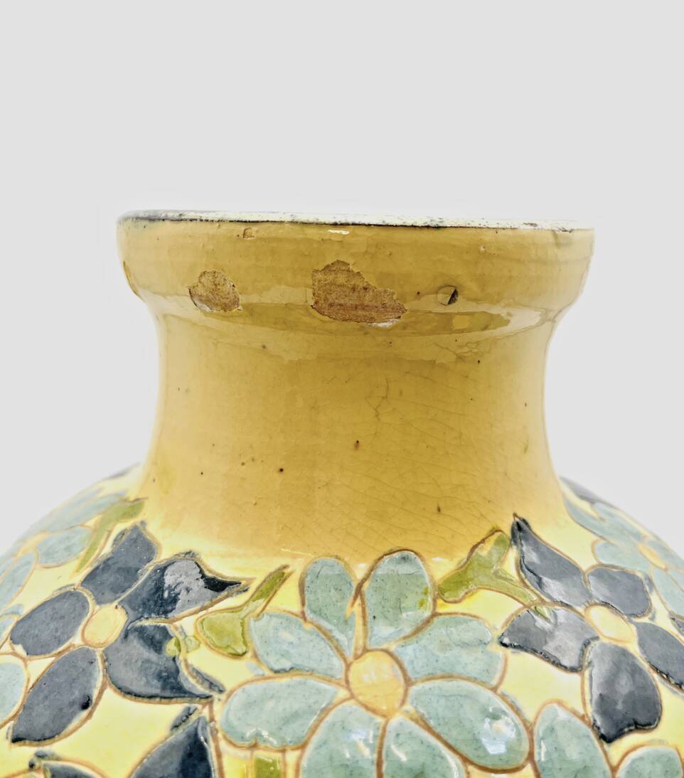 Glazed Savoyard pottery vase – floral decoration