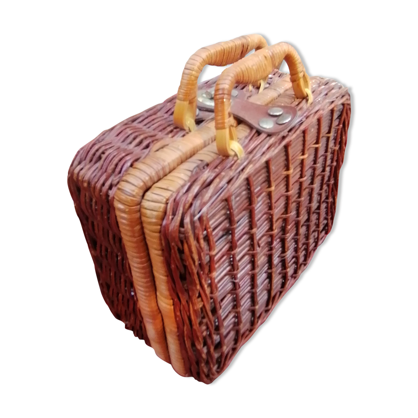 Small box suitcase in vintage rattan