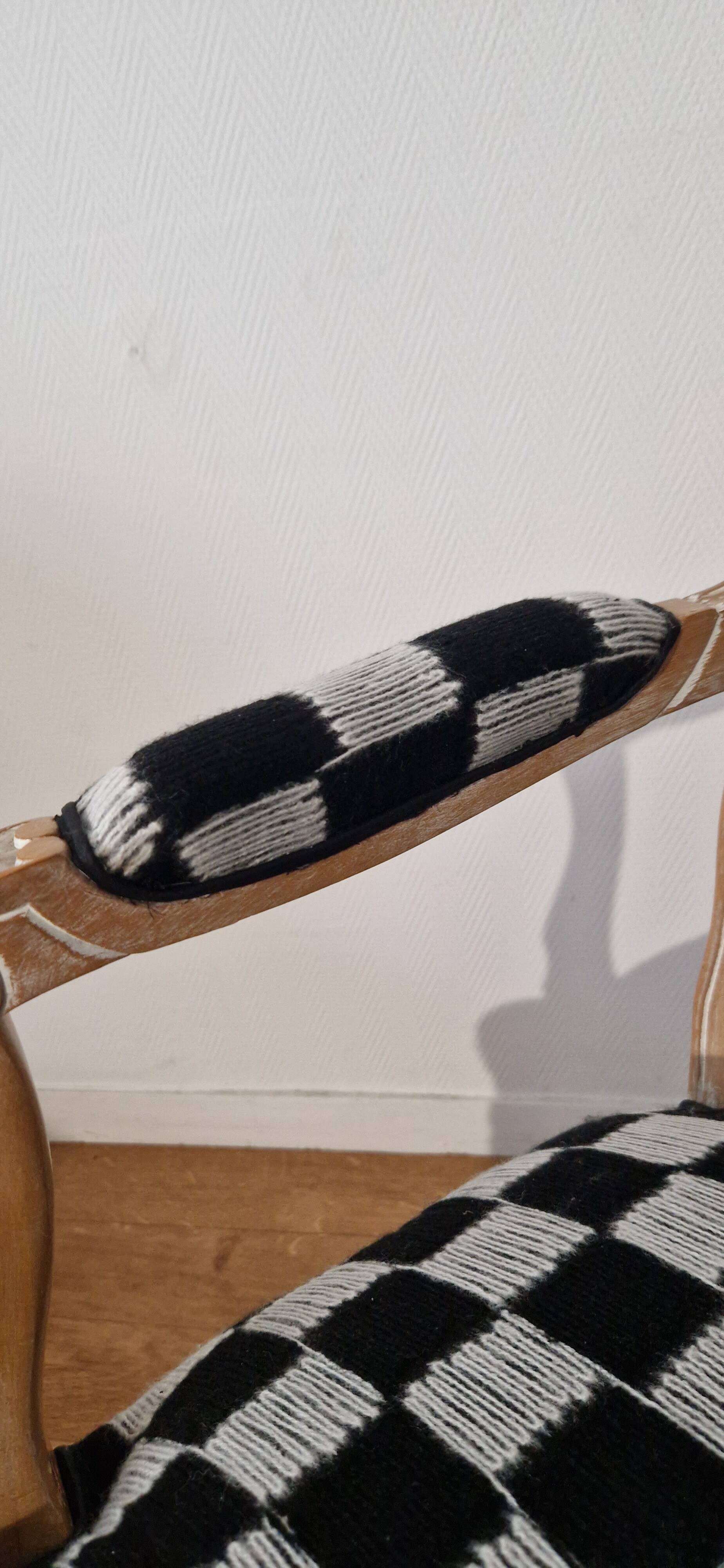 Louis XV style checkerboard armchair