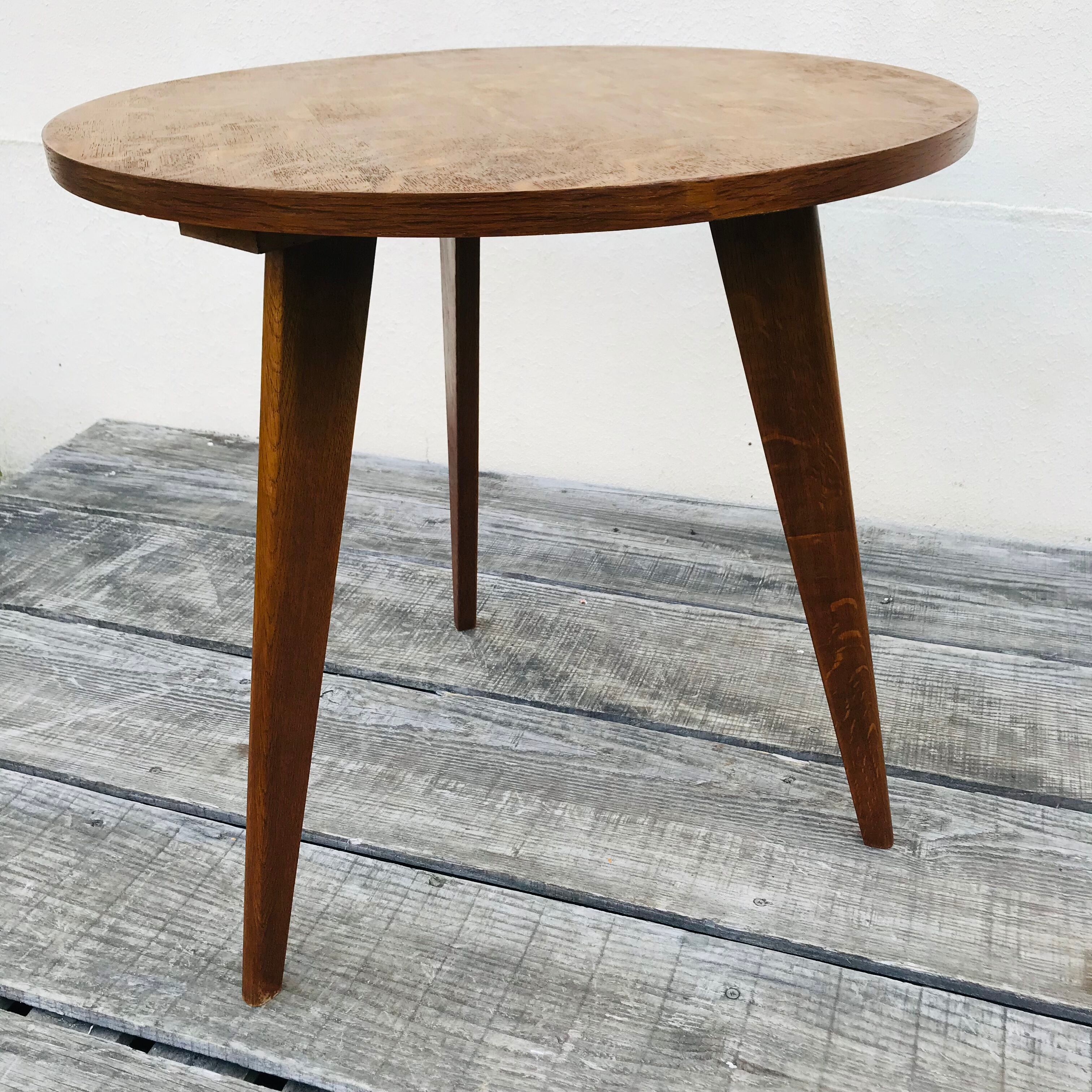 Vintage table 1950 feet compass oak