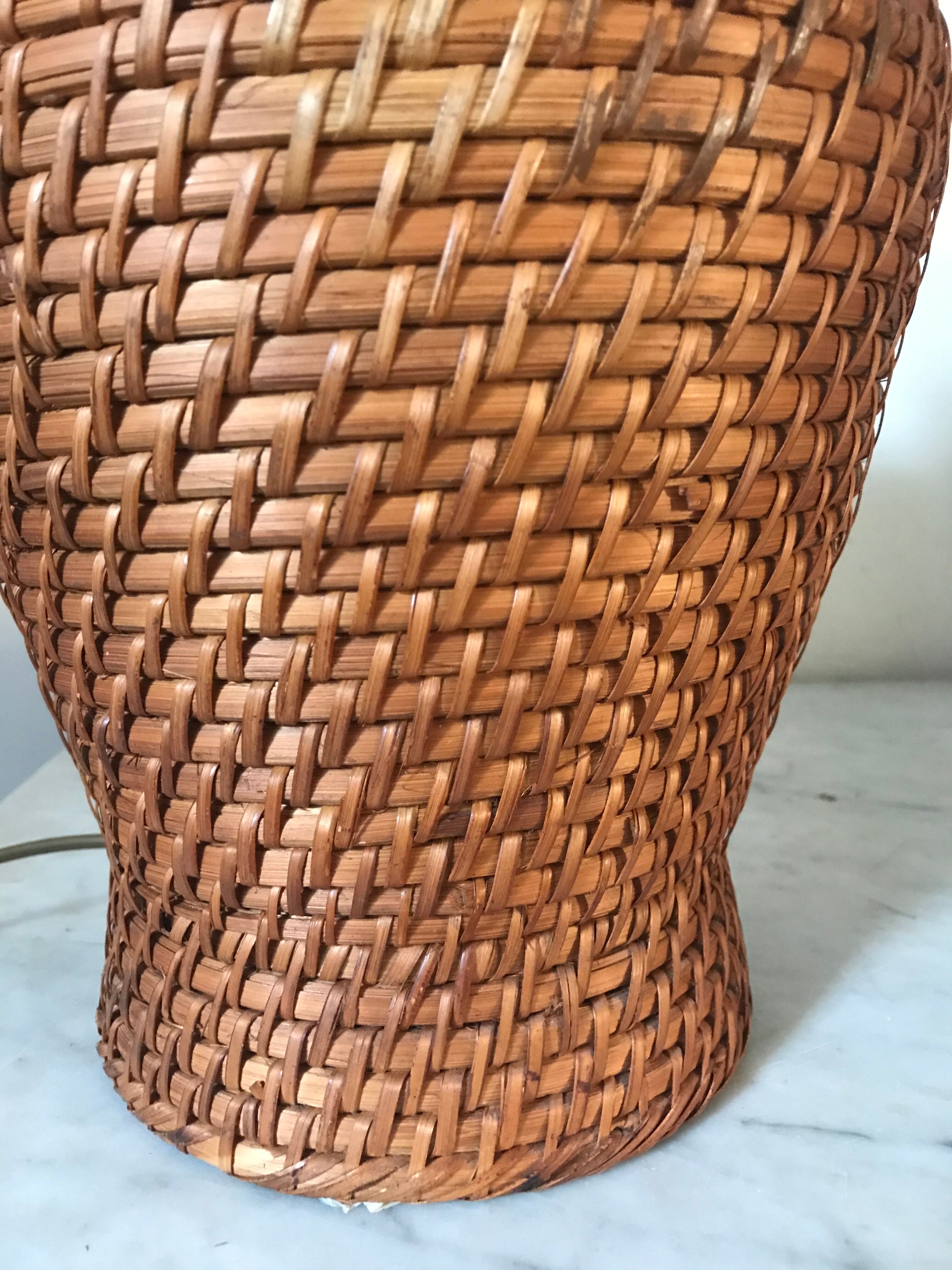 Vintage rattan lamp foot